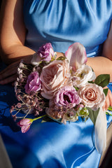 Purple Lisianthus & Pink Calla Lily Bridesmaid Bouquet