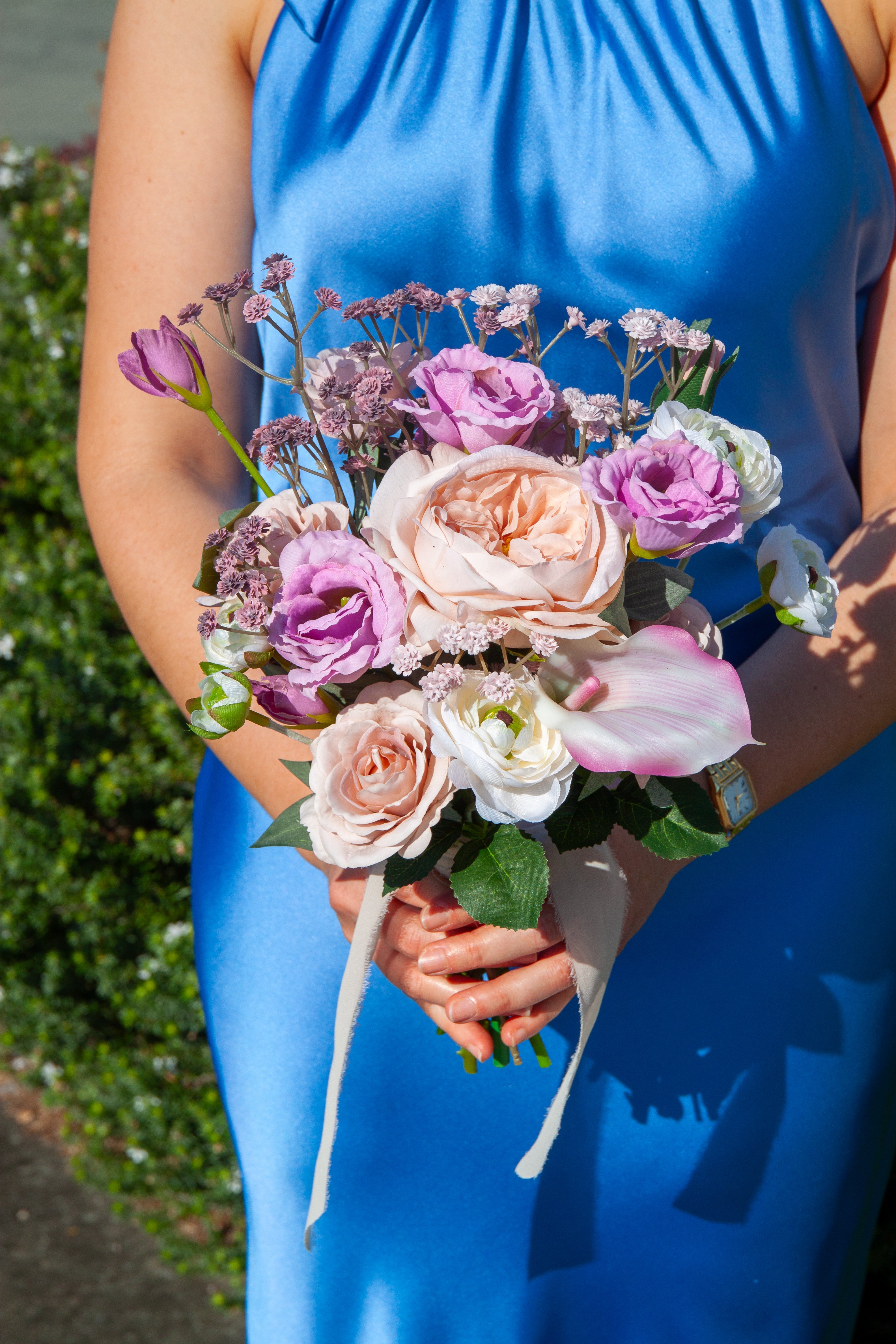 Purple Lisianthus & Pink Calla Lily Bridesmaid Bouquet