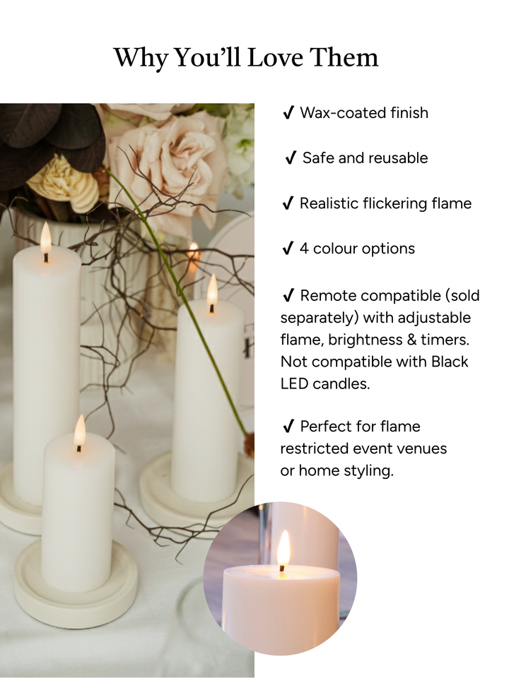 White 5cm LED Pillar Set - Lg