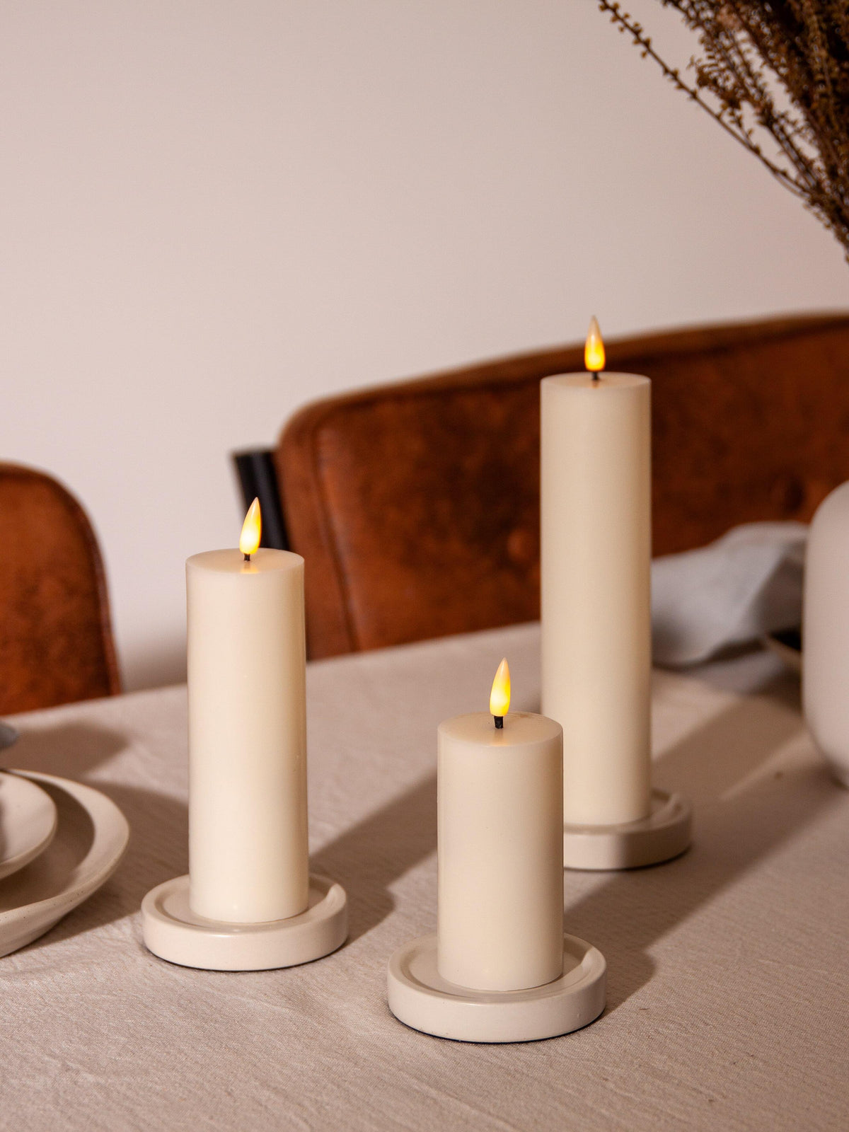 Ivory 5cm x 20cm LED Pillar