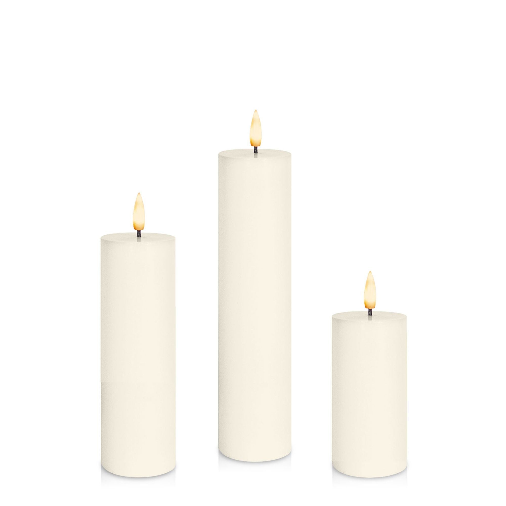 Ivory 5cm LED Pillar Set - Lg Pack of 1