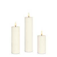 Ivory 5cm LED Pillar Set - Lg