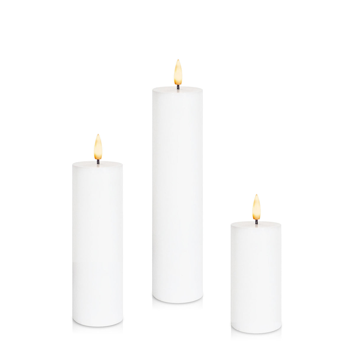 White 5cm LED Pillar Set - Lg Pack of 1