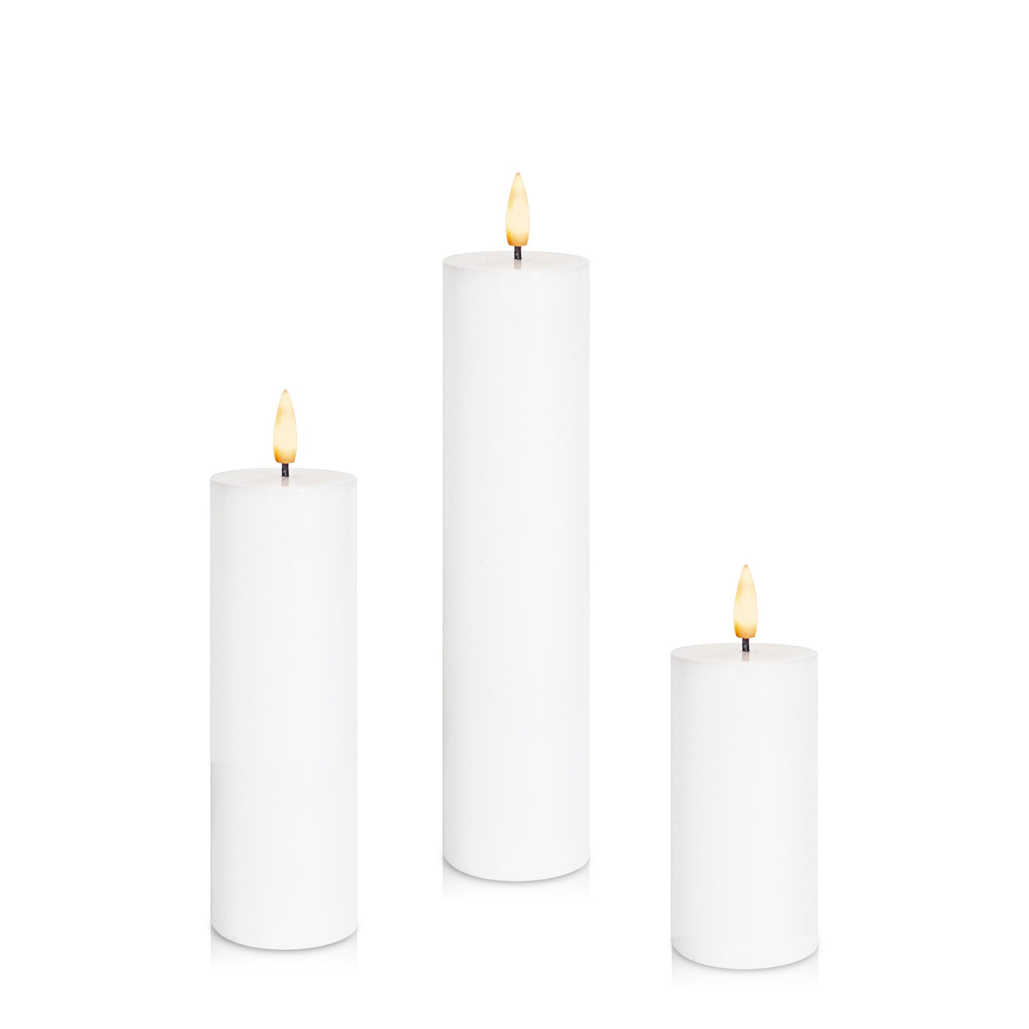 White 5cm LED Pillar Set - Lg Pack of 1