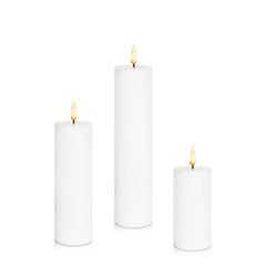 White 5cm LED Pillar Set - Lg Pack of 1
