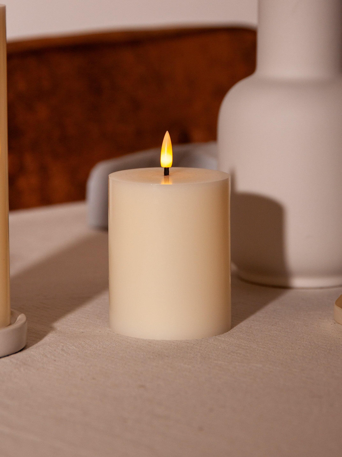 Ivory 8cm x 10cm LED Pillar