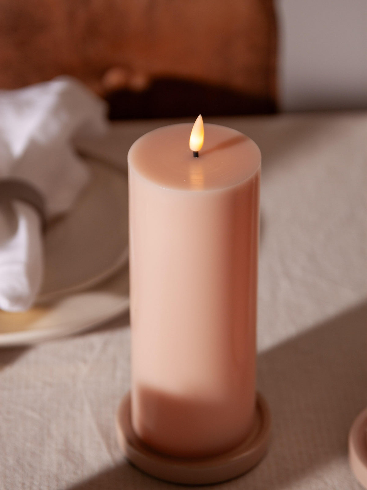Vintage Rose 8cm x 20cm LED Pillar