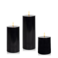 Black 8cm LED Pillar Set - Med