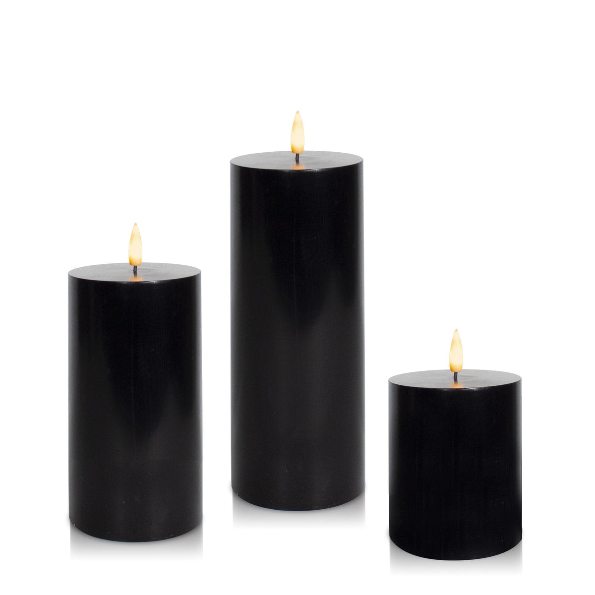 Black 8cm LED Pillar, Med - Set of 6