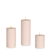 Vintage Rose 8cm LED Pillar Set - Med