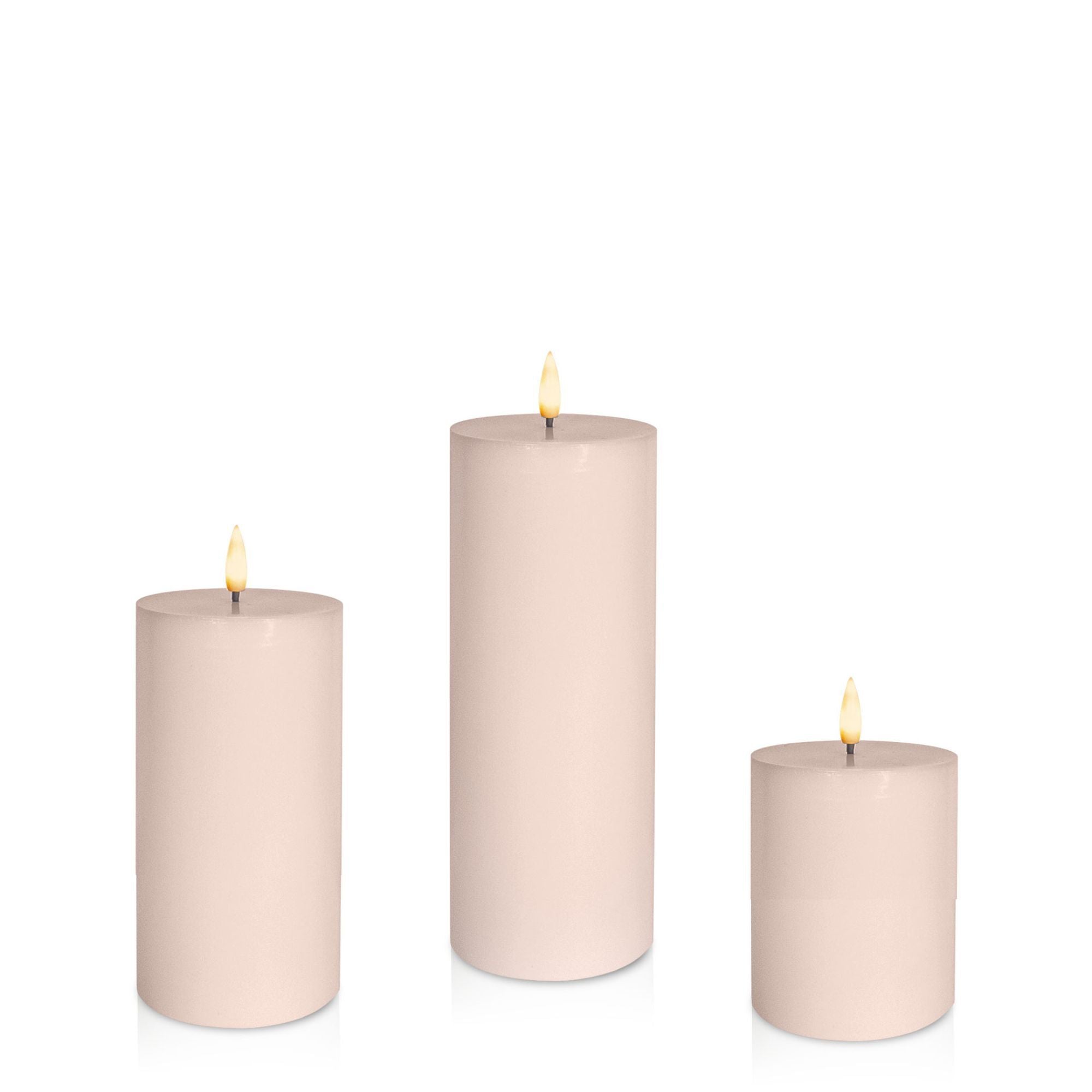 Vintage Rose 8cm LED Pillar, Med - Set of 6