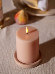 Vintage Rose 8cm LED Pillar, Med - Set of 6