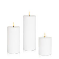 White 8cm LED Pillar Set - Med