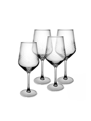 Irwin Engraved Starburst Wine Glass Set 4