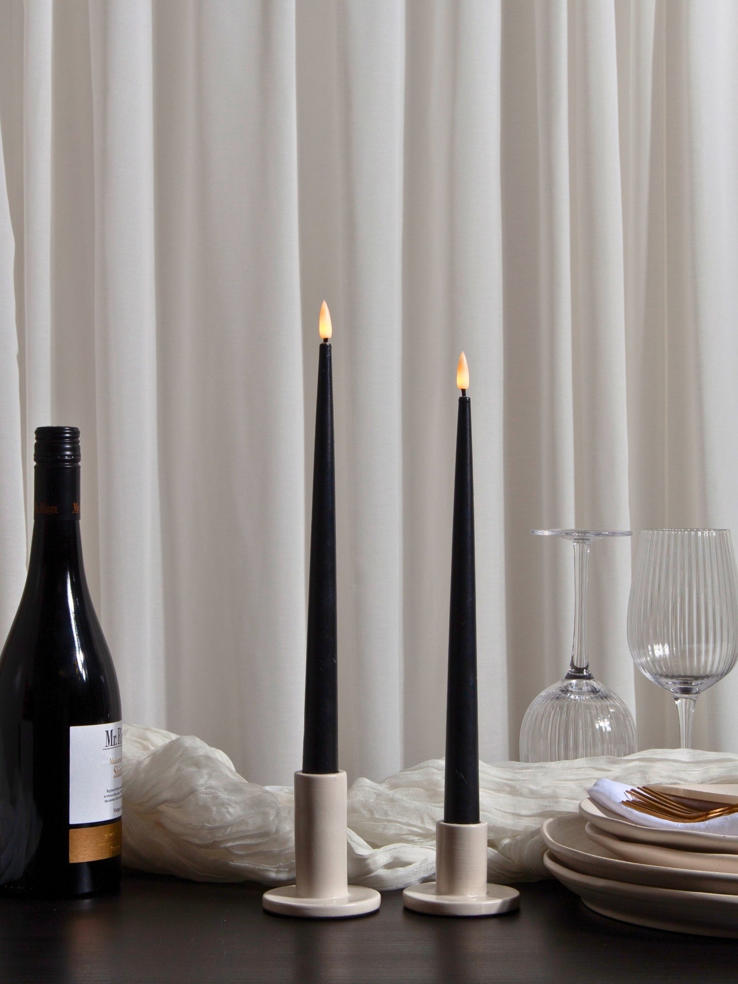 Black 31cm LED Taper Candles - Pack of 96
