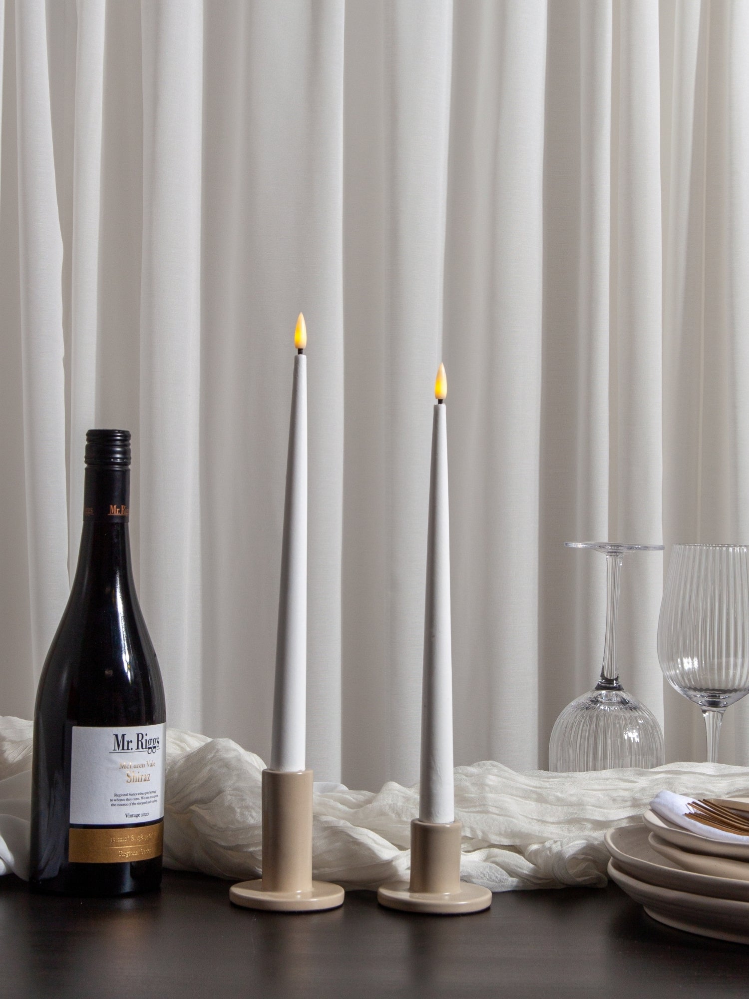 White 31cm LED Taper Candles Pack of 2