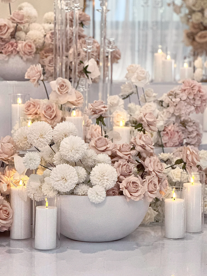 White 8cm LED Pillar Set - Med