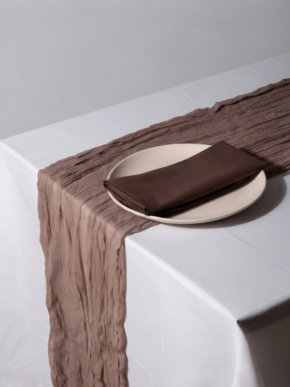 Mocha Cheesecloth Table Runner