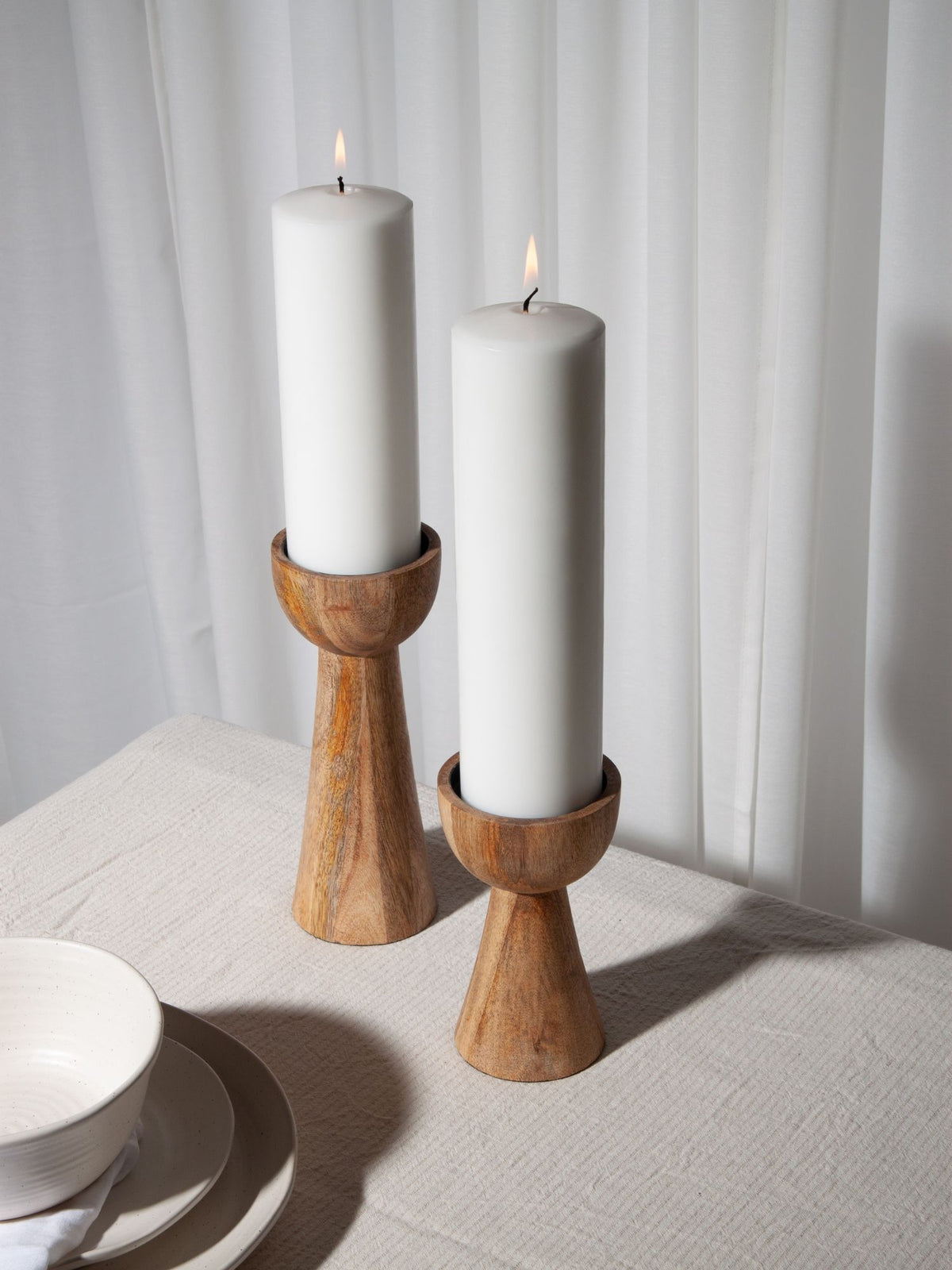 Natural Wood Medium Ivy Wooden Pillar Holder