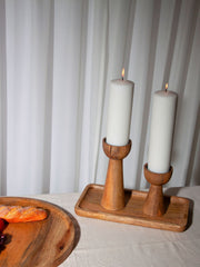 Natural Wood Medium Ivy Wooden Pillar Holder Pack of 1