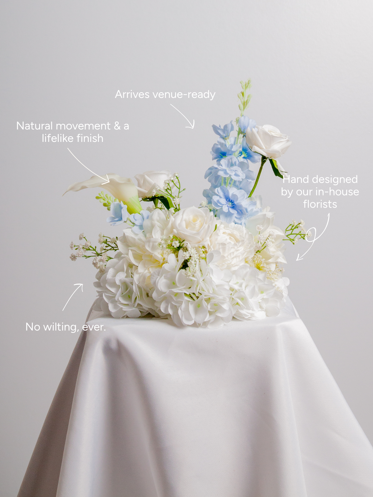 Blue Delphinium & White Rose Cloud - Small