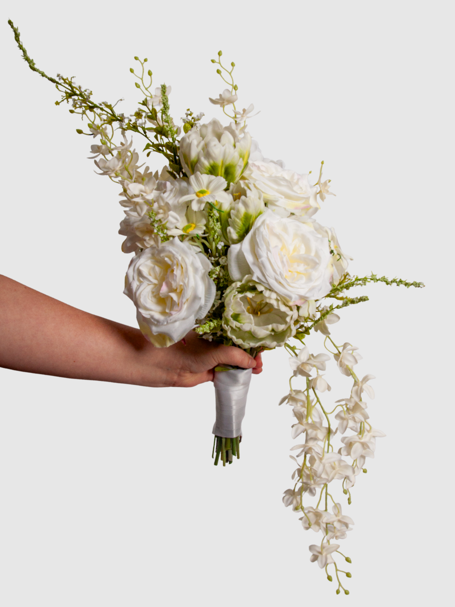 White Dendrobium & Rose Wedding Bouquet