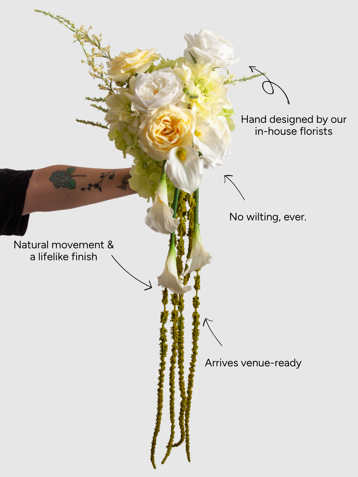 Lemon Rose & Green Hydrangea Wedding Bouquet