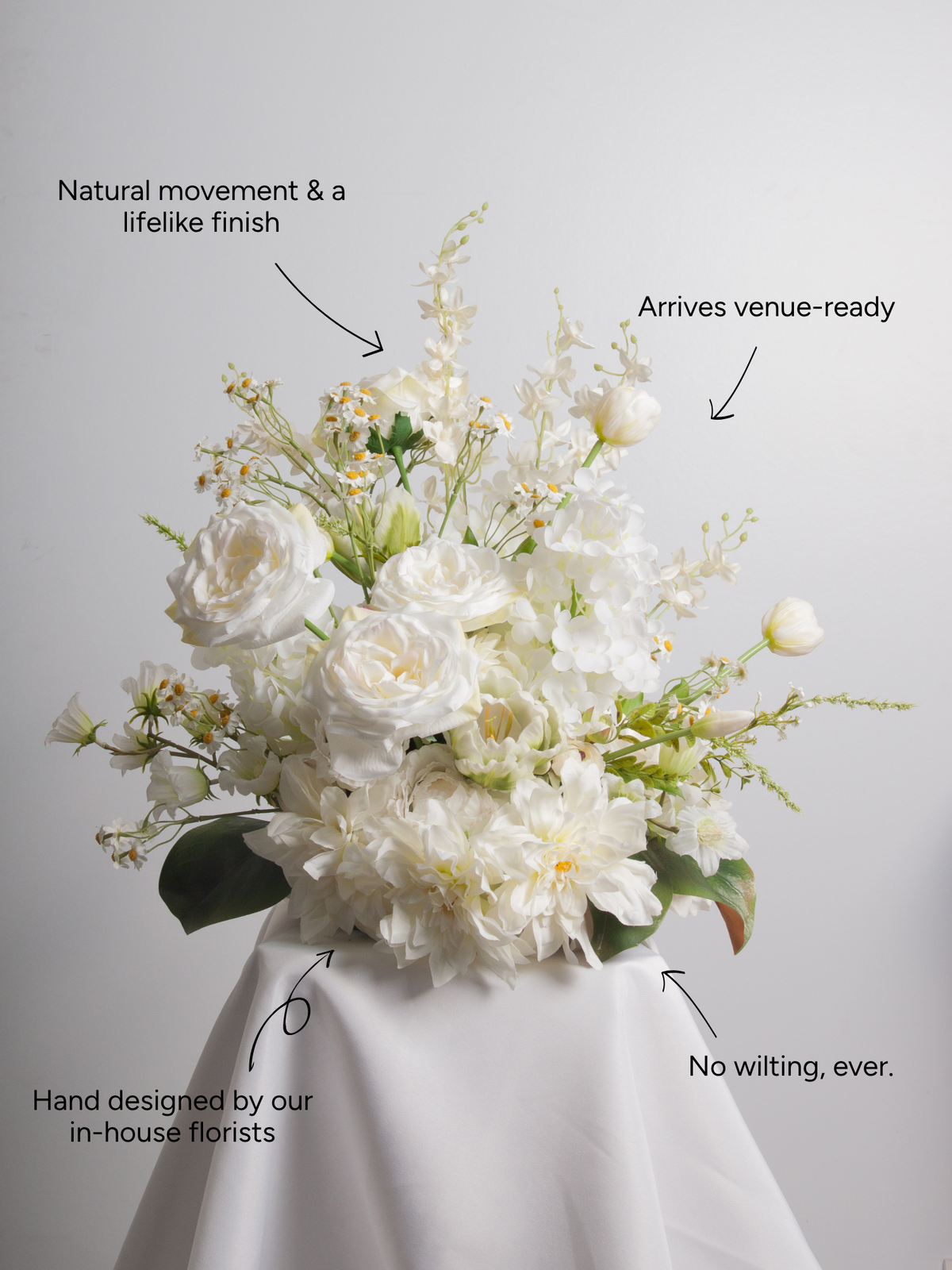 White Dendrobium & Rose Cloud - Large