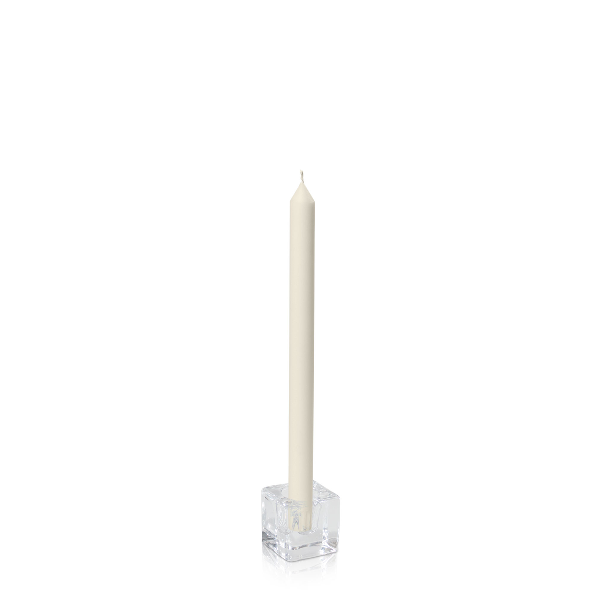 Ivory 30cm Dinner Candles with Small Glass Holders - Set of 12 Pack of  12