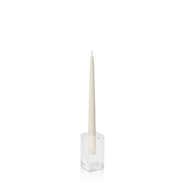 Ivory 25cm Taper Candles with Large Glass Holders - Set of 12 Pack of  12