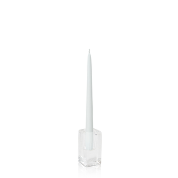 White 25cm Taper Candles with Large Glass Holders - Set of 12 Pack of 12