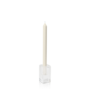 Ivory 30cm Dinner Candles with Large Glass Holders - Set of 12 Pack of  12