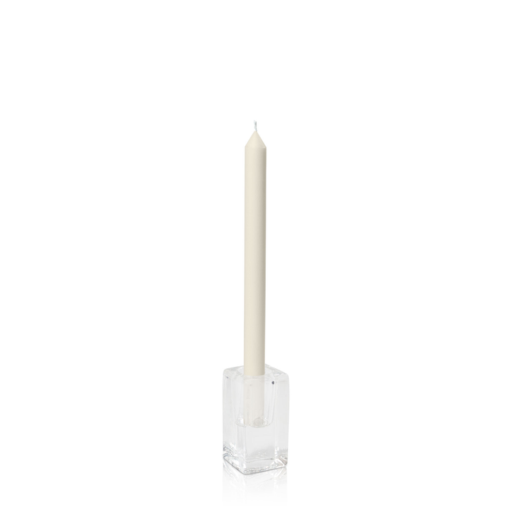 Ivory 30cm Dinner Candles with Large Glass Holders - Set of 12 Pack of  12