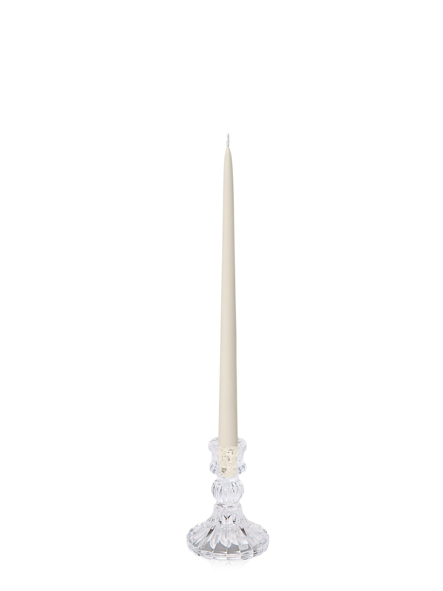 Ivory 35cm Taper Candles with Estelle Glass Holders - Set of 12 Pack of 12