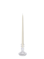 Ivory 35cm Taper Candles with Estelle Glass Holders - Set of 12