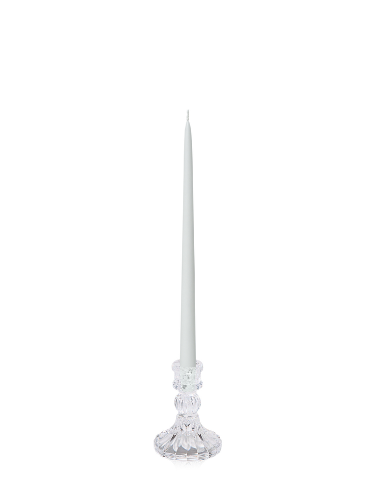 White 35cm Taper Candles with Estelle Glass Holders - Set of 12 Pack of 12
