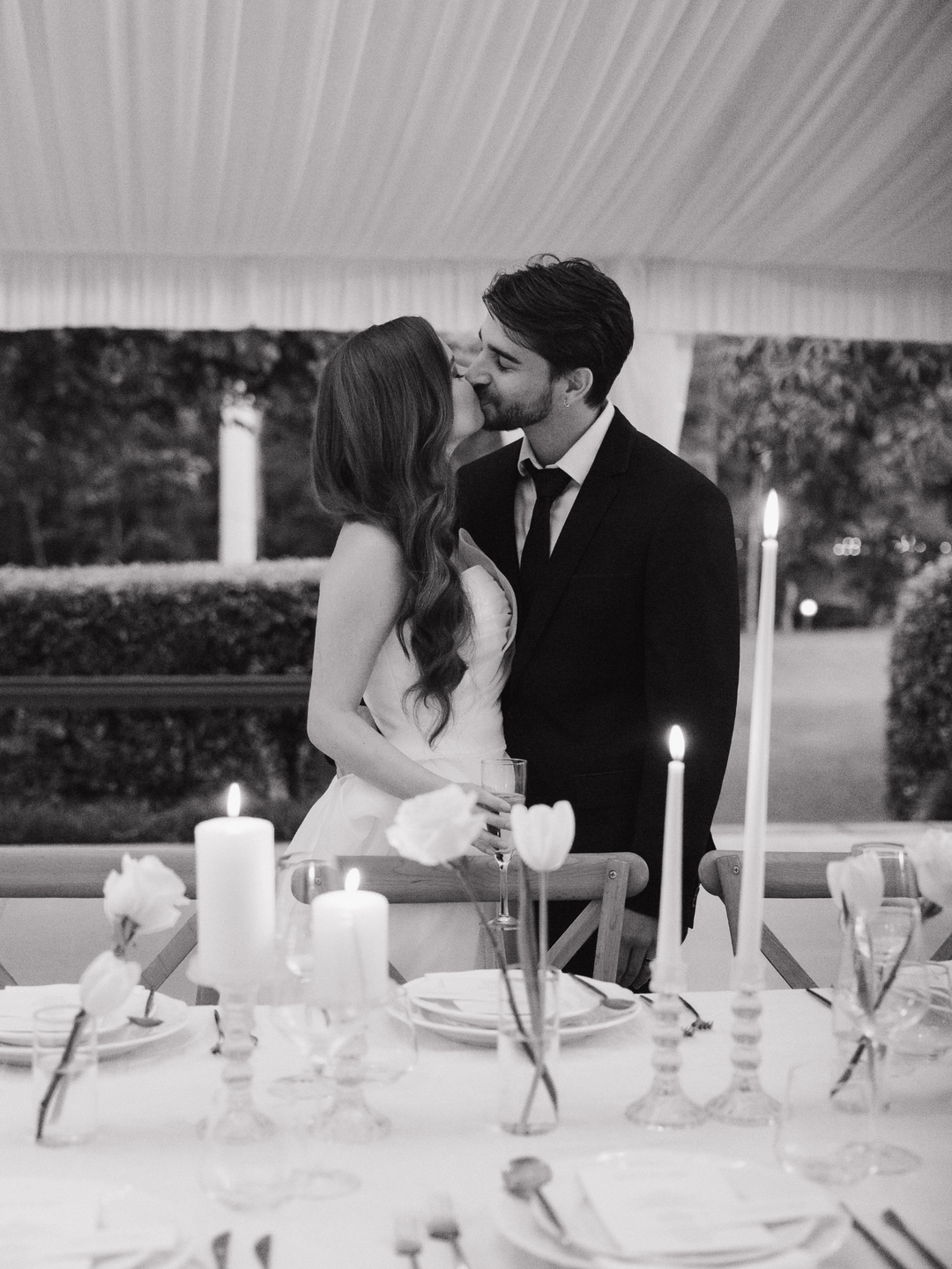 White 35cm Taper Candles with Estelle Glass Holders - Set of 12 Pack of 12