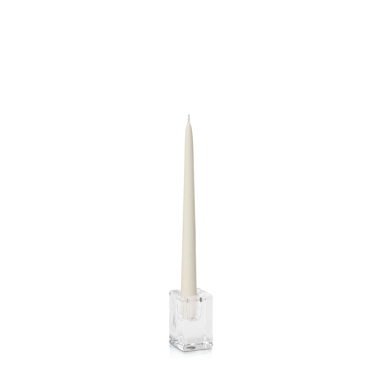 Ivory 25cm Taper Candles with Medium Glass Holders - Set of 12 Pack of  12