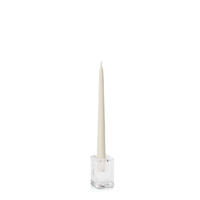 Ivory 25cm Taper Candles with Medium Glass Holders - Set of 12