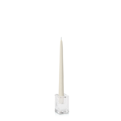 Ivory 25cm Taper Candles with Medium Glass Holders - Set of 12 Pack of  12