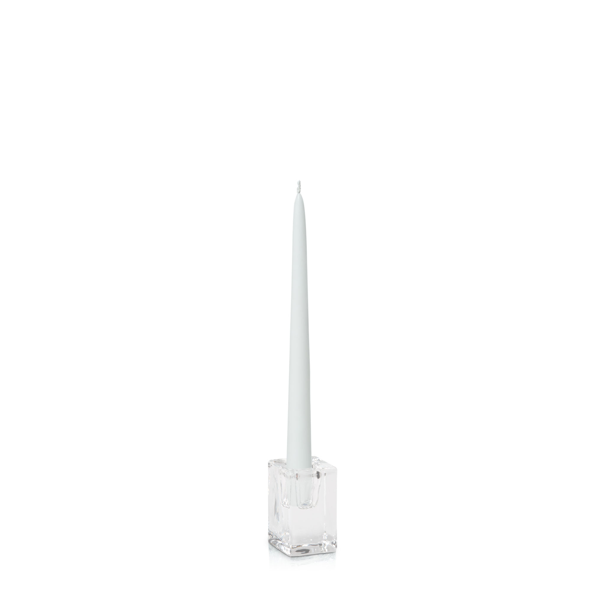 White 25cm Taper Candles with Medium Glass Holders - Set of 12 Pack of 12