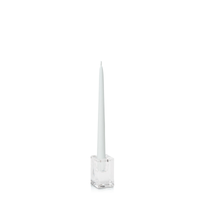 White 25cm Taper Candles with Medium Glass Holders - Set of 12