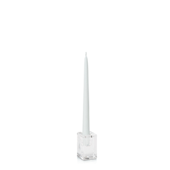 White 25cm Taper Candles with Medium Glass Holders - Set of 12 Pack of 12