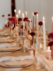 White 30cm Dinner Candles with Medium Glass Holders - Set of 12 Pack of 12