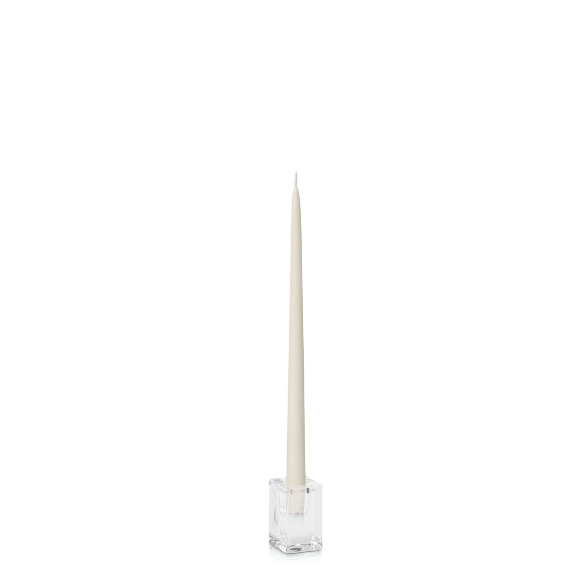 Ivory 35cm Taper Candles with Medium Glass Holders - Set of 12 Pack of  12