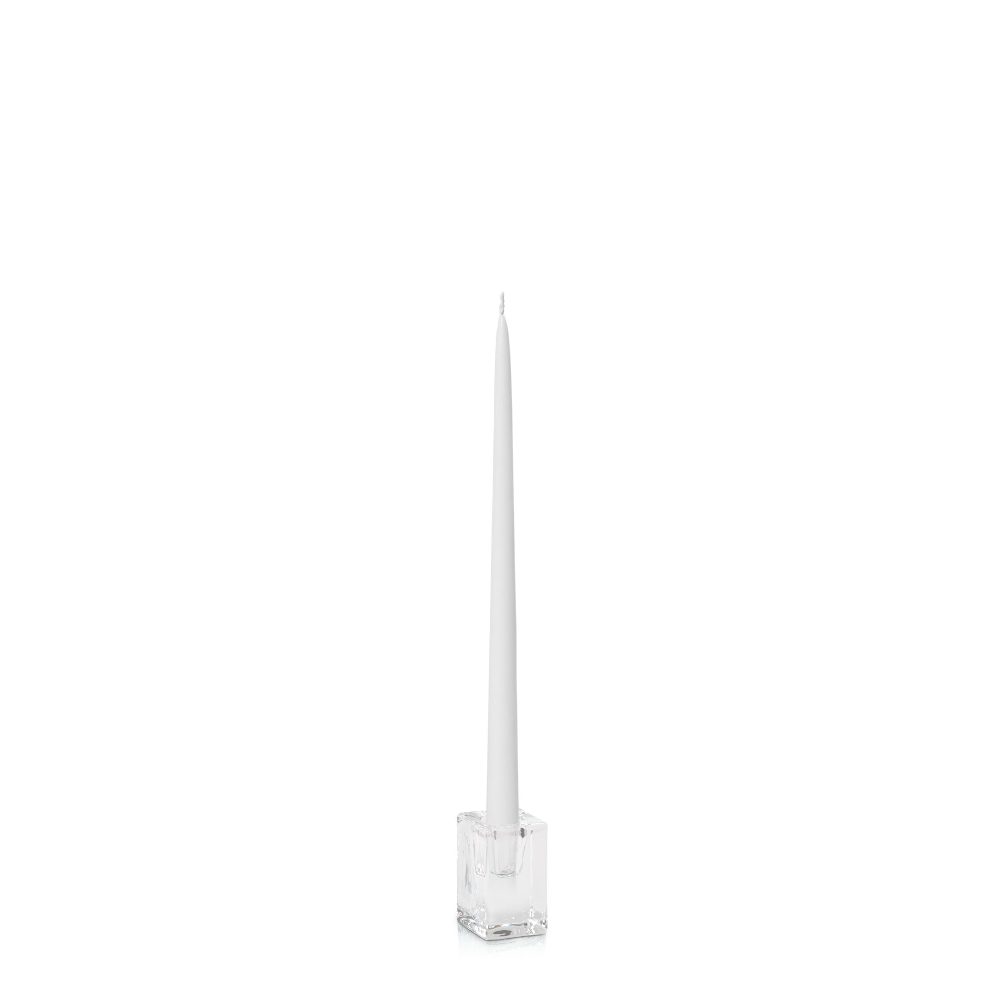 White 35cm Taper Candles with Medium Glass Holders - Set of 12 Pack of 12