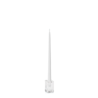 White 35cm Taper Candles with Medium Glass Holders - Set of 12