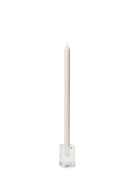 Ivory 40cm Dinner Candles with Glass Cube Holders - Set of 12