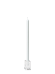 White 40cm Dinner Candles with Glass Cube Holders - Set of 12 Pack of 12