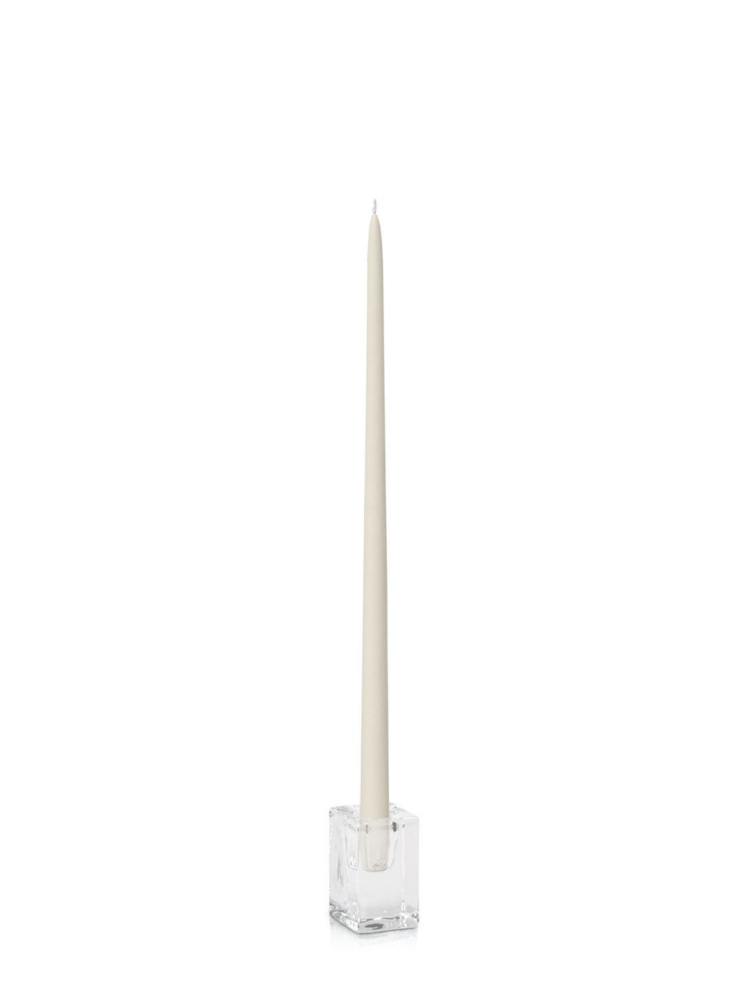 Ivory 45cm Taper Candles with Glass Cube Holders - Set of 6 Pack of 6